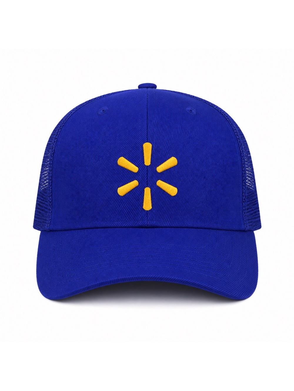 Walmart Parody Logo Embroidered Trucker Hat Blue Mesh Back Baseball Cap Style